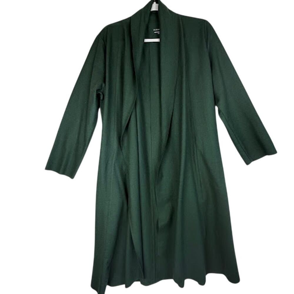 NWT Eileen Fisher 100% Wool Draped Collar Jacket Bracelet Sleeve Green M $398